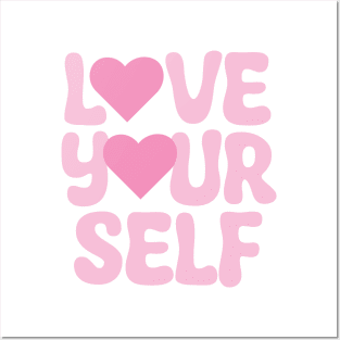 Pink Love Yourself Quotes Posters and Art